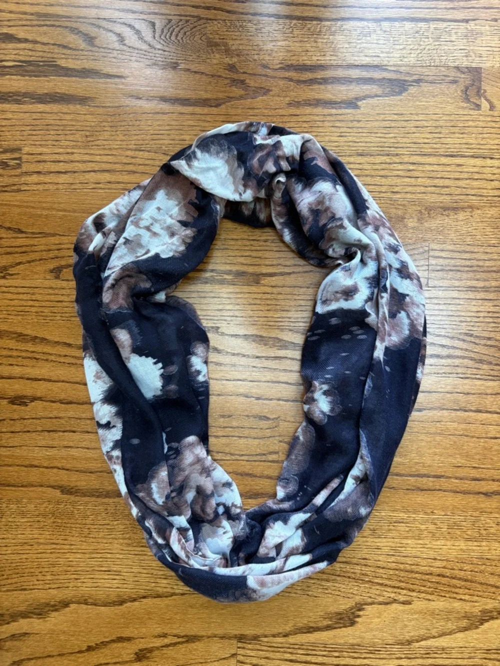 Floral Infinity Scarf in Navy Blue and Pink- Women's Accessory